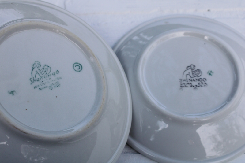 photo of  MCM vintage Shenango china atomic flower mod restaurant plates, aqua & mauve pink starburst #8