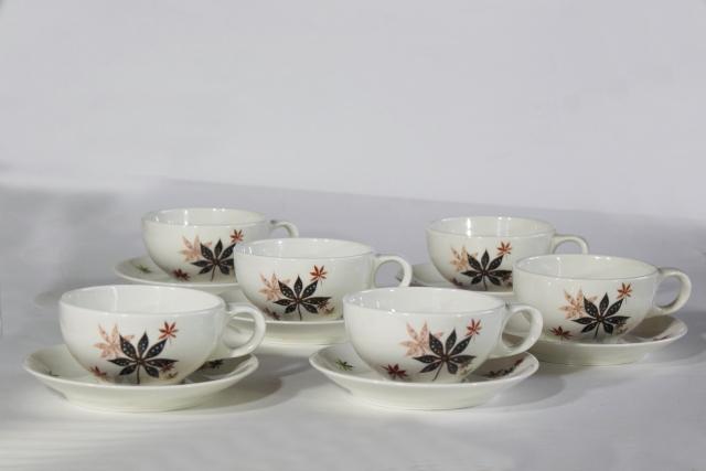 photo of MCM vintage Shenango china, heavy ironstone restaurant ware cups & saucers Peter Terris design #1