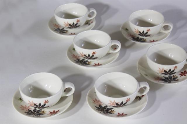 photo of MCM vintage Shenango china, heavy ironstone restaurant ware cups & saucers Peter Terris design #2