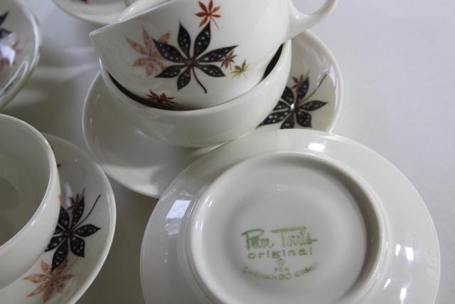 photo of MCM vintage Shenango china, heavy ironstone restaurant ware cups & saucers Peter Terris design #6