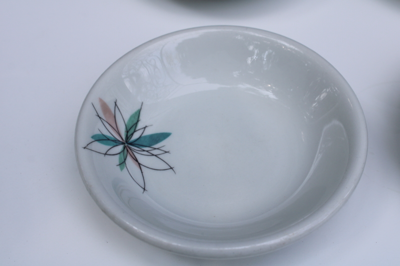 photo of MCM vintage Shenango restaurant ware china, atomic flower starburst sauce dishes or small bowls #2