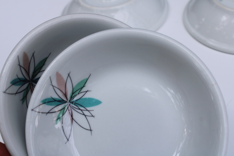 photo of MCM vintage Shenango restaurant ware china, atomic flower starburst sauce dishes or small bowls #5