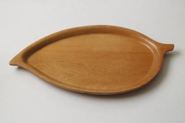 catalog photo of MCM vintage Stanwood tray, Haywood Wakefield style blonde wood modern shape decorative tray 