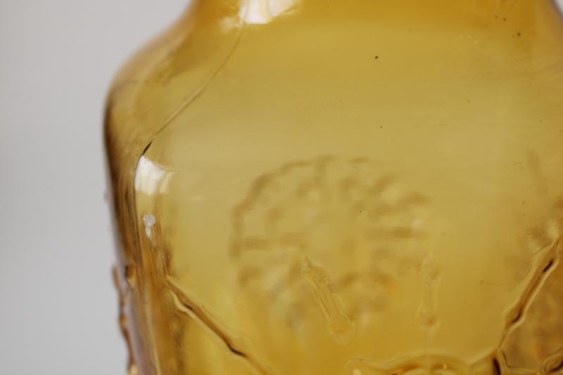 photo of MCM vintage Stelvia Empoli Italy hand blown amber glass pitcher, mod starburst snowflake design  #4