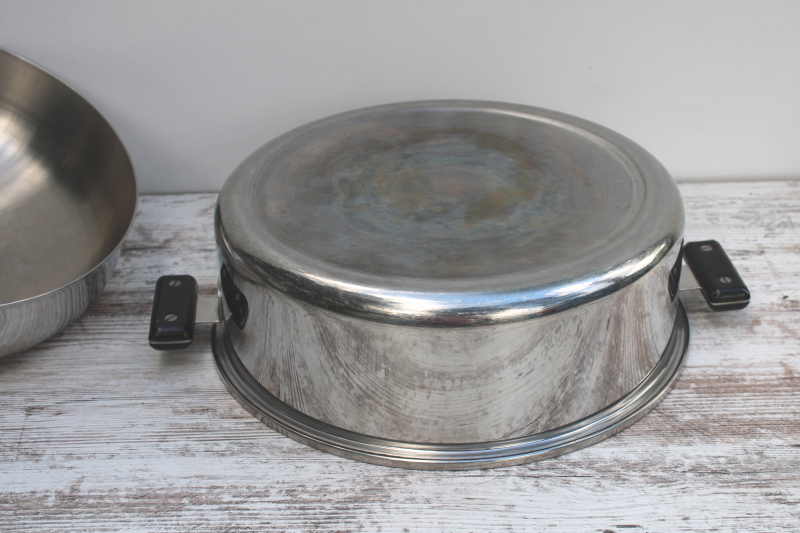 photo of MCM vintage Thermalloy American stainless large round dutch oven or roaster, pan w/ lid  #8