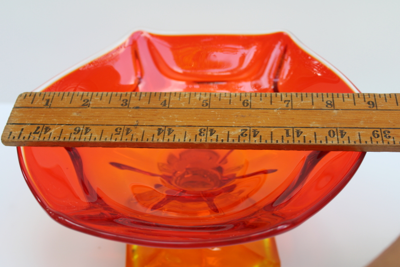 photo of MCM vintage Viking glass amberina orange candy dish, compote pedestal bowl  #5