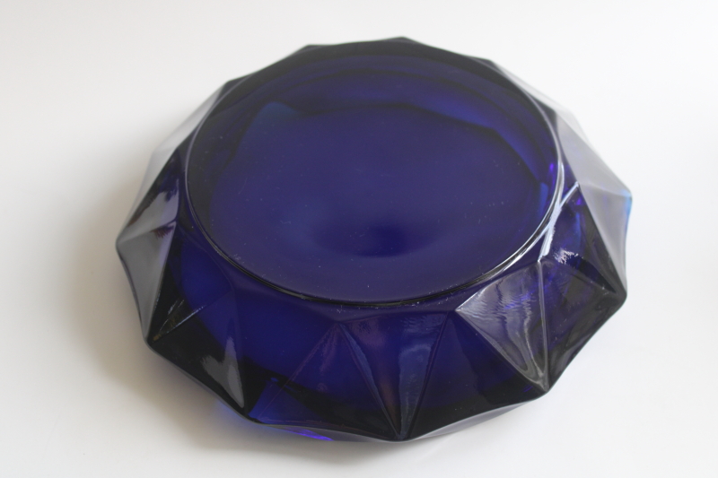 photo of MCM vintage Viking glass ashtray bluenique blue, large mod faceted shape  #4