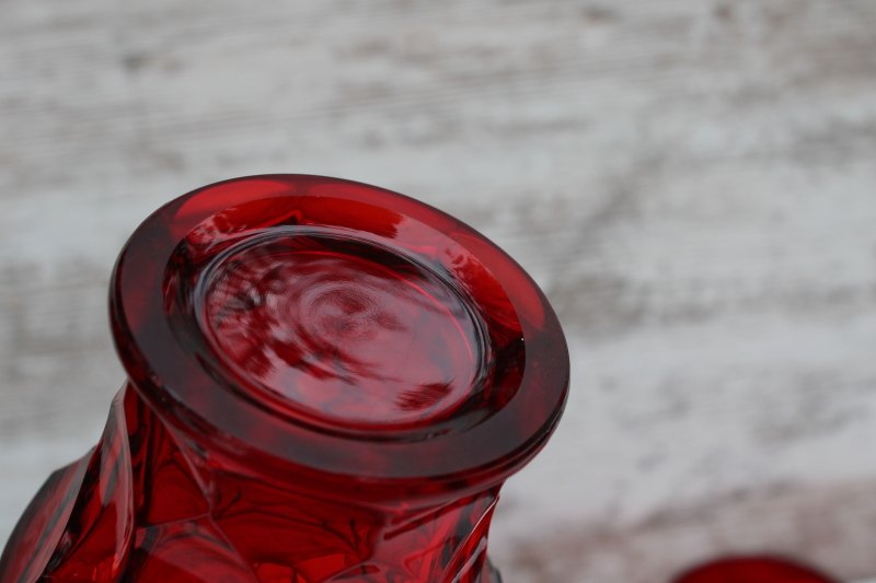 photo of MCM vintage Viking glass ruby red tumblers, Georgian pattern glass drinking glasses  #2