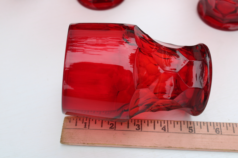 photo of MCM vintage Viking glass ruby red tumblers, Georgian pattern glass drinking glasses  #3