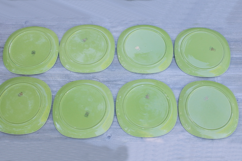 photo of MCM vintage Viktor Schreckengost ceramic dinner plates, Main Street Flair lime green fruit #7