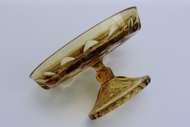 photo of MCM vintage amber glass snack tray, relish plate or candy dish pedestal stand  #3