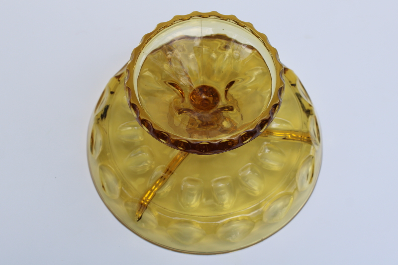 photo of MCM vintage amber glass snack tray, relish plate or candy dish pedestal stand  #4