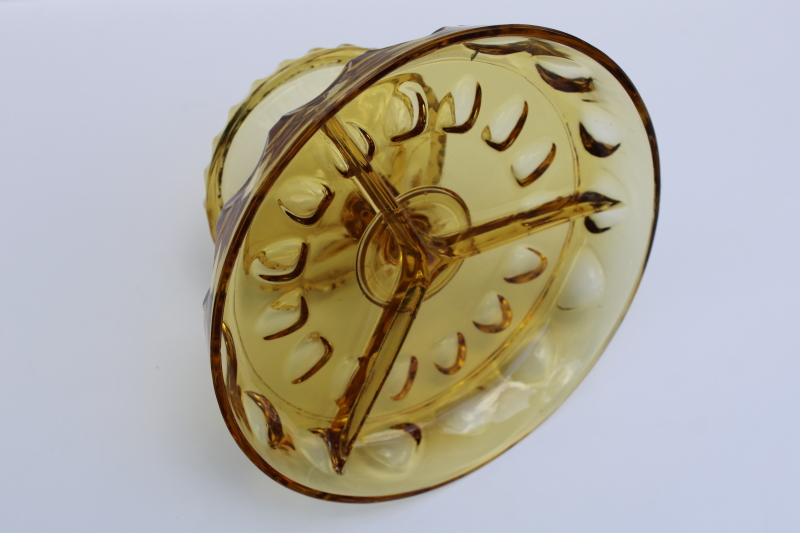 photo of MCM vintage amber glass snack tray, relish plate or candy dish pedestal stand  #5