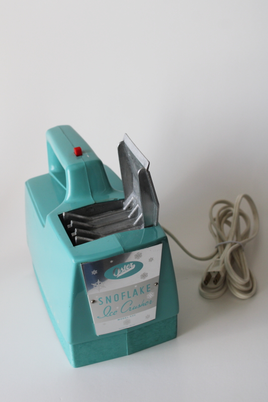 photo of MCM vintage aqua Oster Snowflake ice crusher, powerful electric motor metal grinder  #3