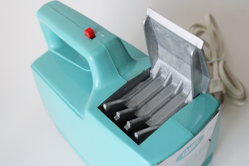 photo of MCM vintage aqua Oster Snowflake ice crusher, powerful electric motor metal grinder  #4