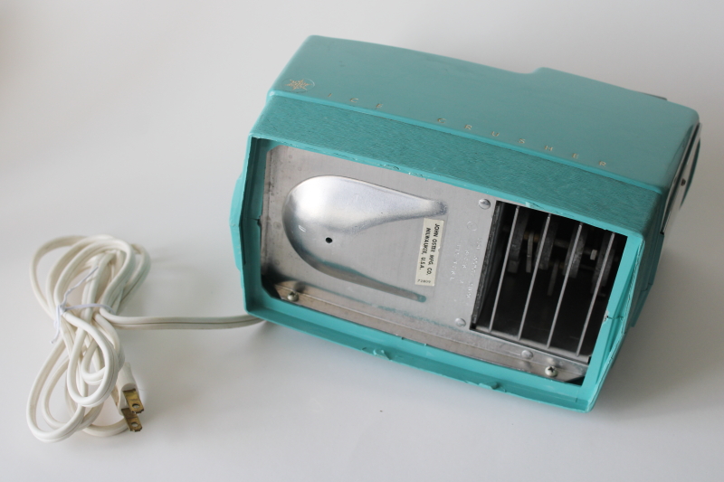 photo of MCM vintage aqua Oster Snowflake ice crusher, powerful electric motor metal grinder  #5