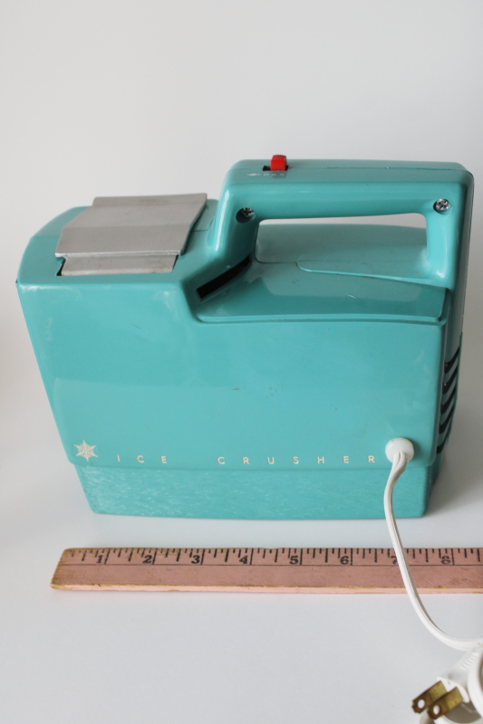 photo of MCM vintage aqua Oster Snowflake ice crusher, powerful electric motor metal grinder  #8