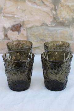 MCM vintage barware, Seneca smoke brown driftwood double old fashioned glasses