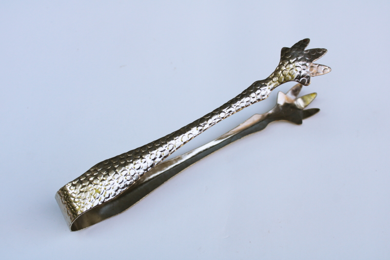 photo of MCM vintage barware, tiny tongs for serving ice cubes, ice bucket accessory #1