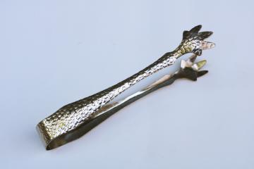 MCM vintage barware, tiny tongs for serving ice cubes, ice bucket accessory 