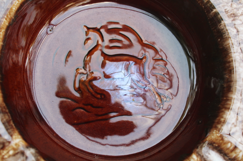 photo of MCM vintage big mod ceramic ashtray, Hull pottery horse w/ brown drip glaze 50s dude ranch den decor  #2