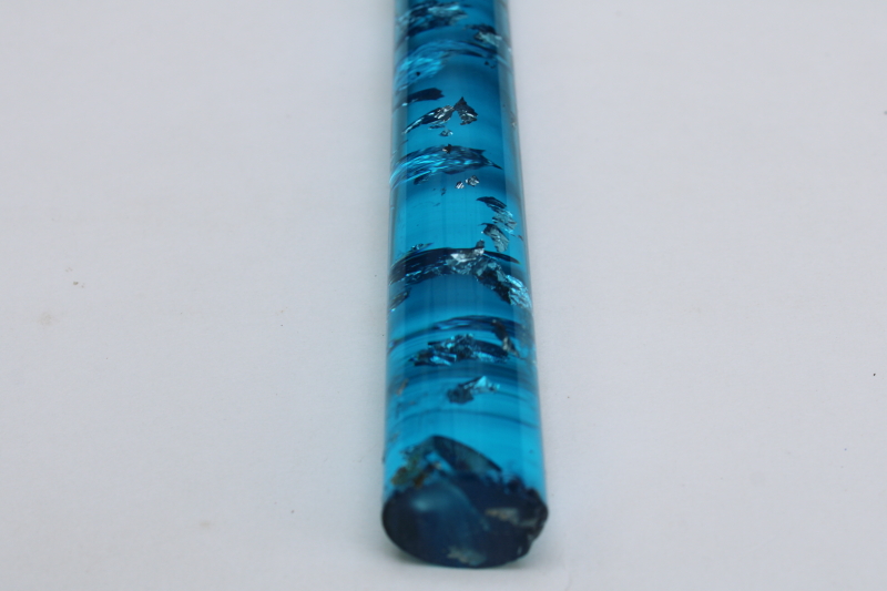 photo of MCM vintage blue lucite candle with silver flakes, decorative faux candle taper Christmas or Hanukkah  #3