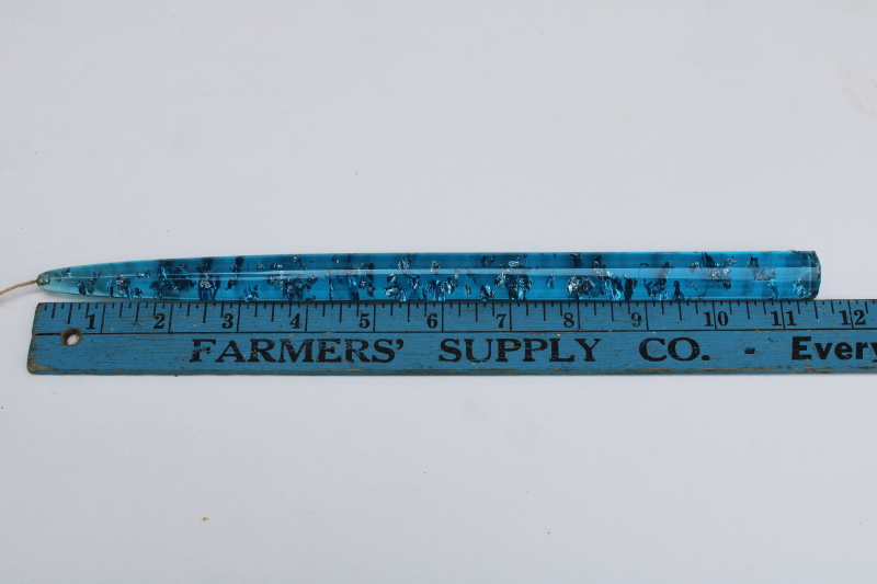 photo of MCM vintage blue lucite candle with silver flakes, decorative faux candle taper Christmas or Hanukkah  #4