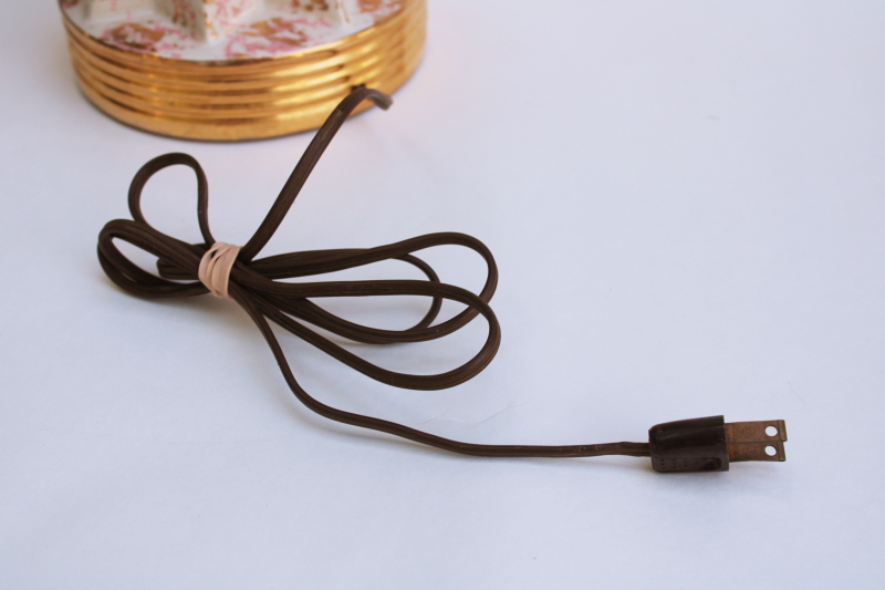 photo of MCM vintage ceramic table lamp, pink, black & gold confetti spatter space age atomic mod  #3