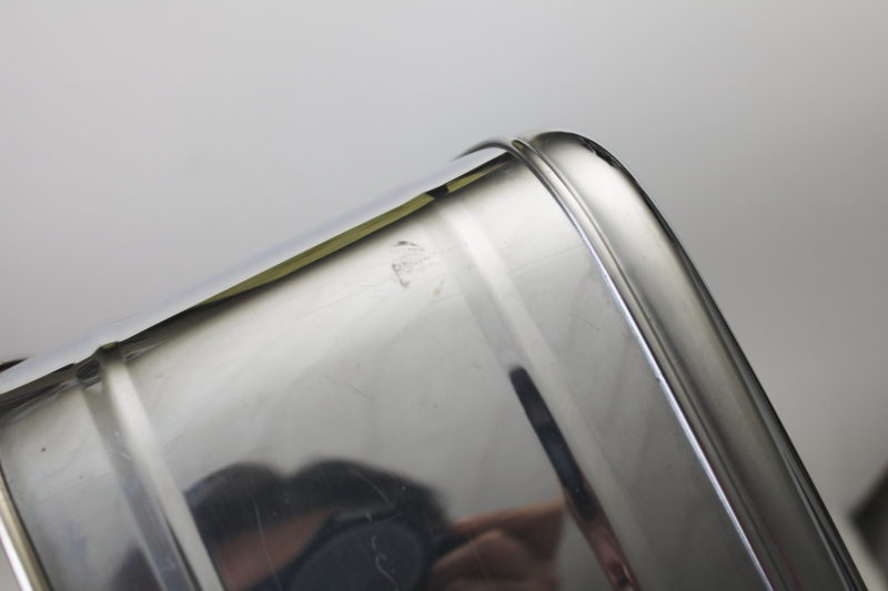 photo of MCM vintage chrome metal cake carrier, Lincoln Beautyware square dome cover & plate  #2