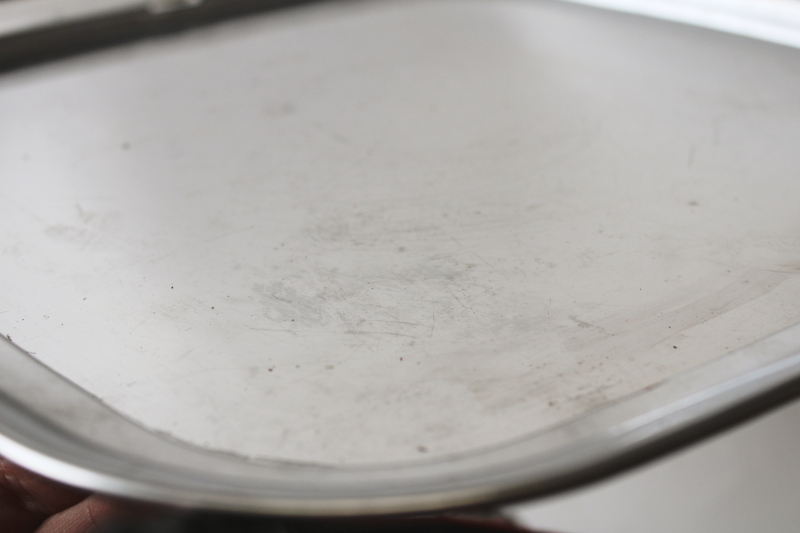 photo of MCM vintage chrome metal cake carrier, Lincoln Beautyware square dome cover & plate  #9