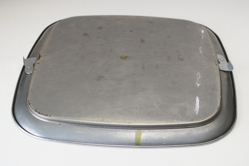 photo of MCM vintage chrome metal cake carrier, Lincoln Beautyware square dome cover & plate  #10