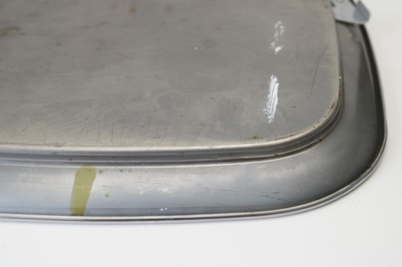 photo of MCM vintage chrome metal cake carrier, Lincoln Beautyware square dome cover & plate  #11