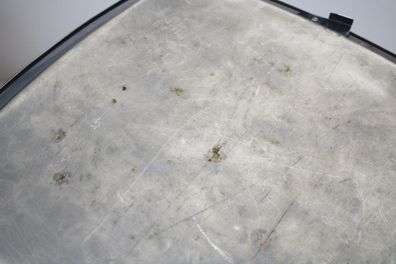 photo of MCM vintage chrome metal cake carrier, Lincoln Beautyware square dome cover & plate  #13