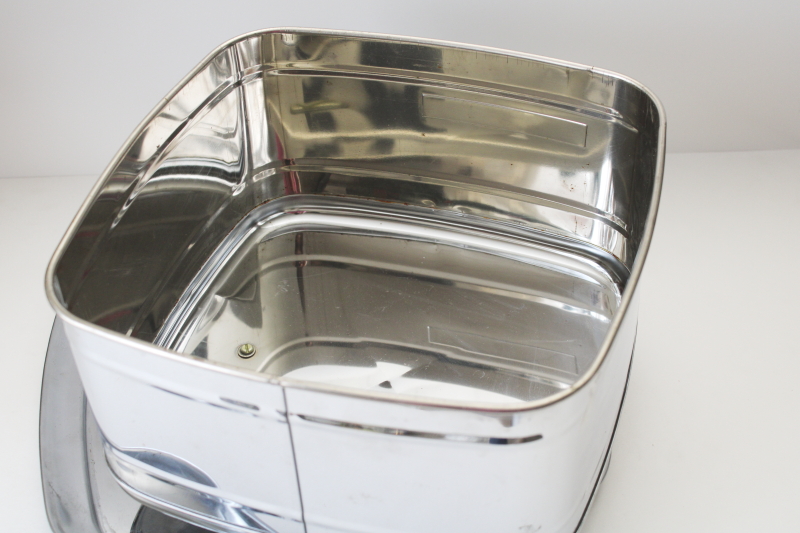 photo of MCM vintage chrome metal cake carrier, Lincoln Beautyware square dome cover & plate  #14