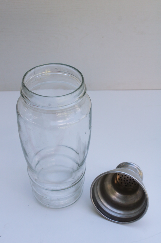 photo of MCM vintage cocktail shaker, bubble shape glass jar drinks mixer w/ aluminum strainer lid & cap  #3