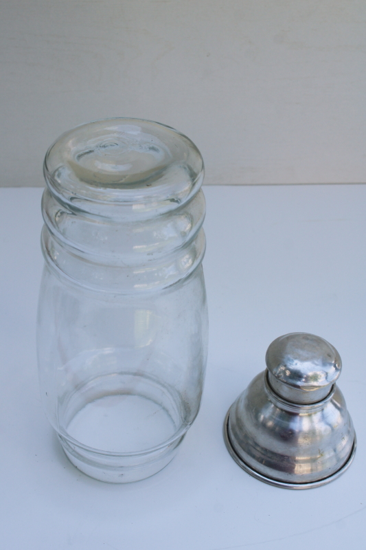 photo of MCM vintage cocktail shaker, bubble shape glass jar drinks mixer w/ aluminum strainer lid & cap  #4