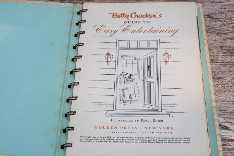 photo of MCM vintage cookbook Betty Crocker's Guide to Easy Entertaining 1st edition, Peter Spier drawings #2