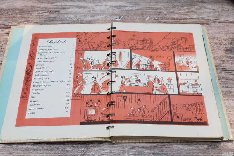 photo of MCM vintage cookbook Betty Crocker's Guide to Easy Entertaining 1st edition, Peter Spier drawings #3