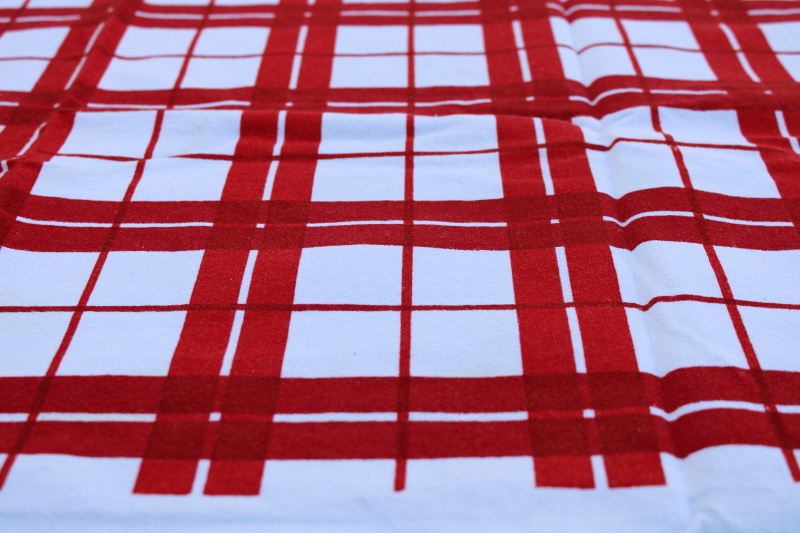 photo of MCM vintage cotton kitchen tablecloth, cute retro red & white plaid checked print  #4