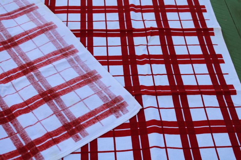 photo of MCM vintage cotton kitchen tablecloth, cute retro red & white plaid checked print  #5