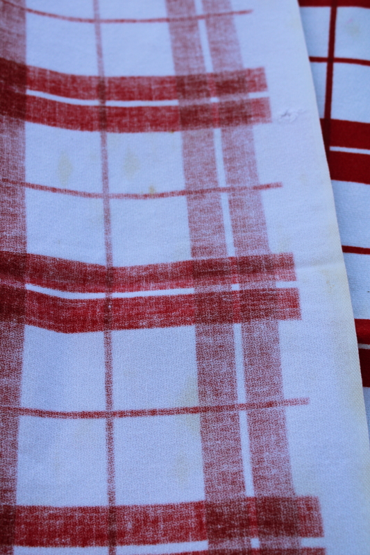 photo of MCM vintage cotton kitchen tablecloth, cute retro red & white plaid checked print  #6