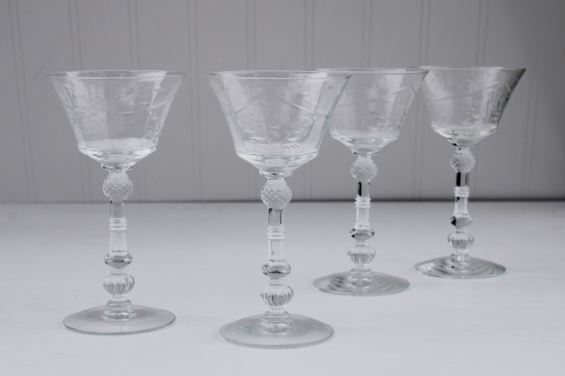 photo of MCM vintage crystal stemware, elegant glass martini cocktail glasses #1