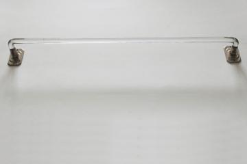 catalog photo of MCM vintage curved glass rod towel bar w/ hardware, art deco minimalist modern bathroom fixture 