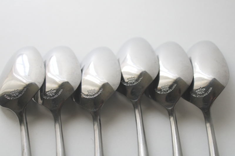 photo of MCM vintage flatware, Dior Muffin Grand Prix Japan stainless soup spoons, rosewood look handles  #4