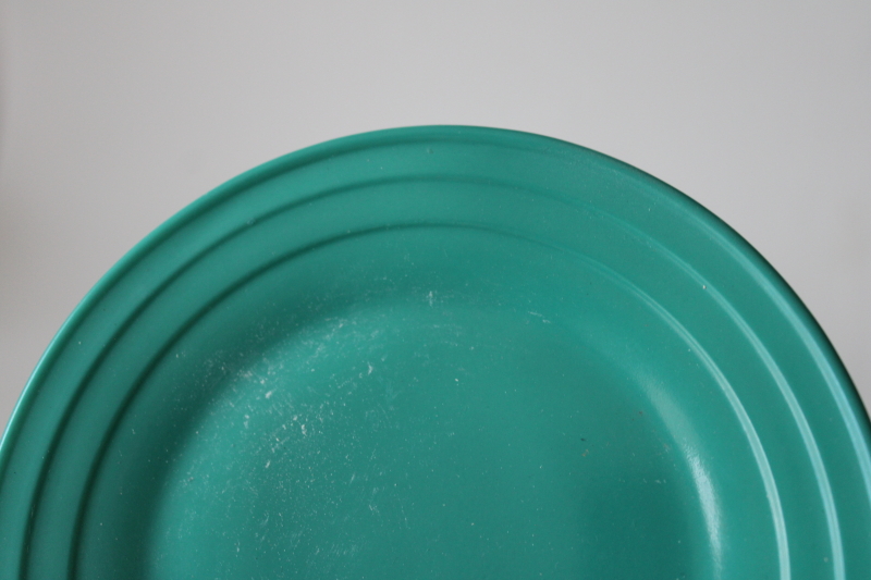 photo of MCM vintage glass doll dishes, Hazel Atlas Moderntone cups & plates turquoise & gray platonite  #5