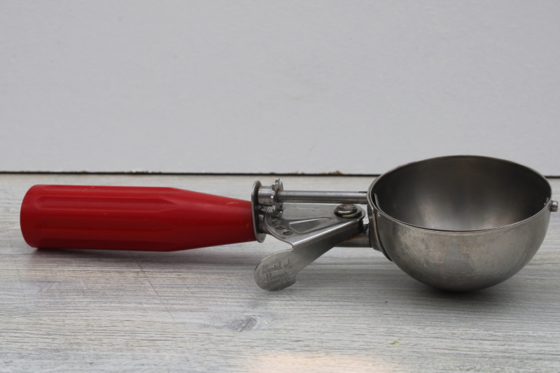 photo of MCM vintage ice cream scoop w/ red bakelite handle, Maid of Honor Sears #1