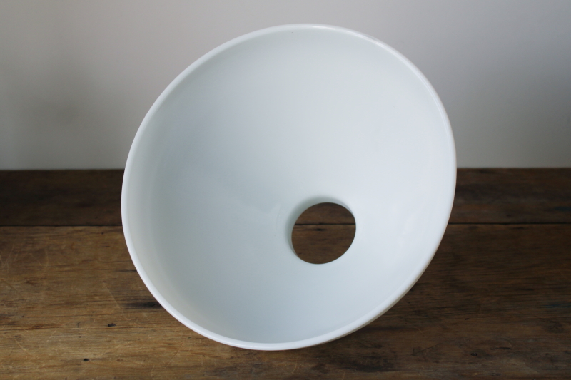 photo of MCM vintage milk glass torchiere reflector shade for table or floor lamp, waffle pattern glass  #2