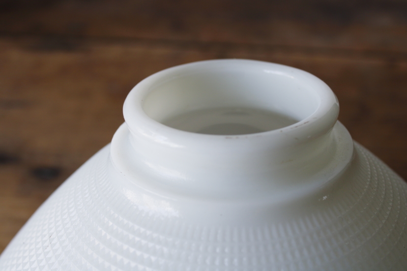 photo of MCM vintage milk glass torchiere reflector shade for table or floor lamp, waffle pattern glass  #3