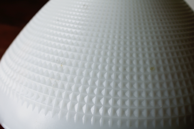 photo of MCM vintage milk glass torchiere reflector shade for table or floor lamp, waffle pattern glass  #5