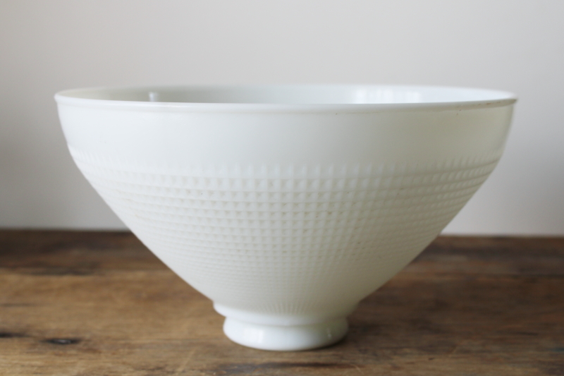 photo of MCM vintage milk glass torchiere reflector shade for table or floor lamp, waffle pattern glass  #6